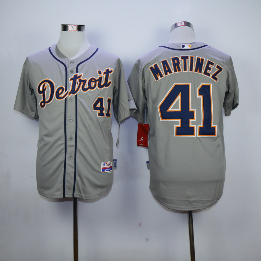 Men Detroit Tigers #41 Martinez Grey MLB Jerseys
